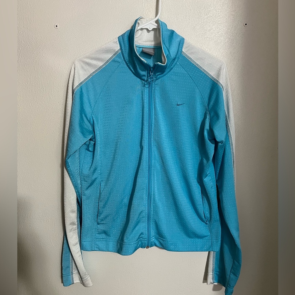 NIKE Mesh Full Zip Jacket Vintage Y2K Spring 2005 Blue Girl's Size‎ L (10-12)